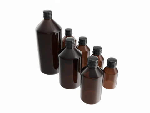 Bottles 7 Set Vitamin and Sport Nutrition 3D Model