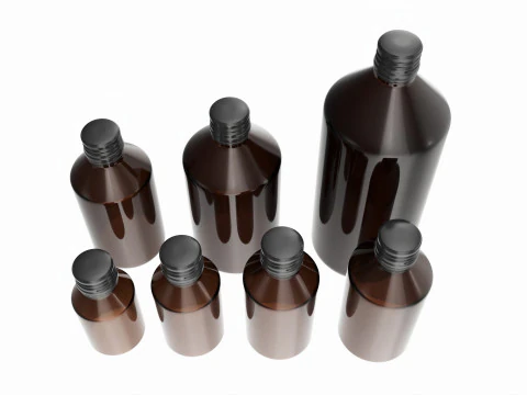 Bottles 7 Set Vitamin and Sport Nutrition 3D Model