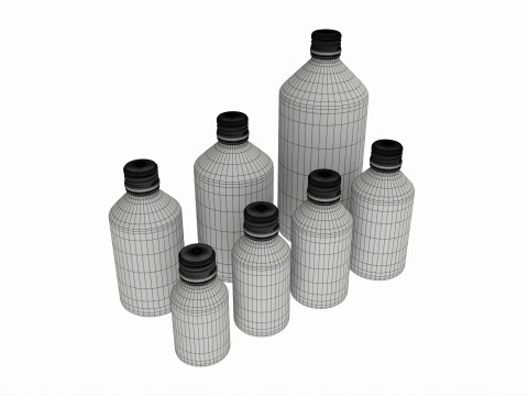 Bottles 7 Set Vitamin and Sport Nutrition Modelo 3D