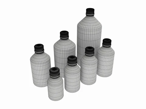 Bottles 7 Set Vitamin and Sport Nutrition 3D Model