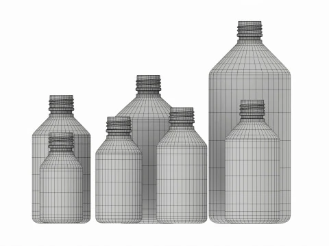 Bottles 7 Set Vitamin and Sport Nutrition 3D Model