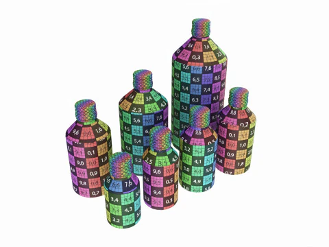 Bottles 7 Set Vitamin and Sport Nutrition 3D Model