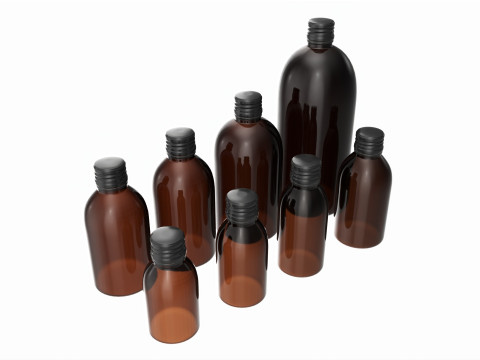 Bottles 8 Set Vitamin and Sport Nutrition Modelo 3D