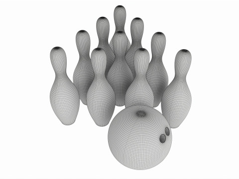 Bowling ball and pin set 3D Model