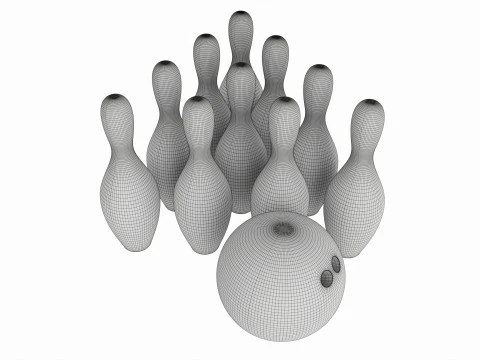 Bowling ball and pin set 3D Model