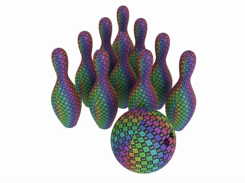 Bowling ball and pin set 3D Model