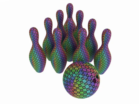 Bowling ball and pin set 3D Model