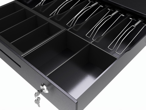 Cash Register Drawer for POS System open Modelo 3D