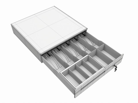 Cash Register Drawer for POS System open Modelo 3D
