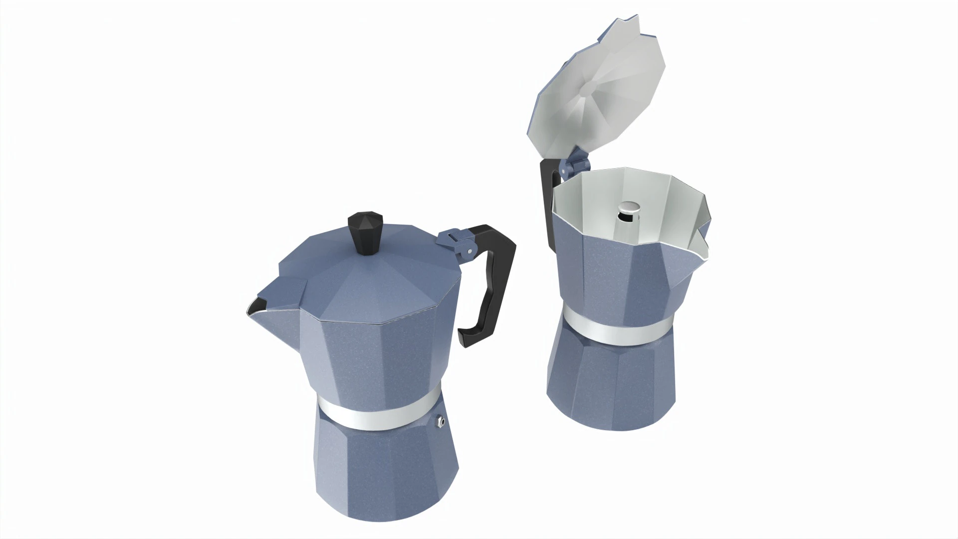 Classic stovetop espresso coffee maker 3D Model .c4d .max .obj .3ds .fbx .stl .blend