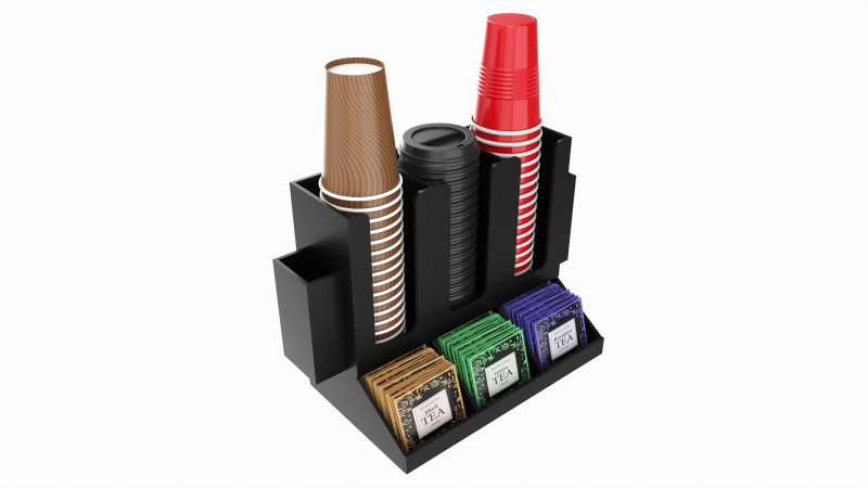 Coffee bar organizer cup sugar milk caddy 3D 模型 .c4d .max .obj .3ds .fbx .stl .blend 