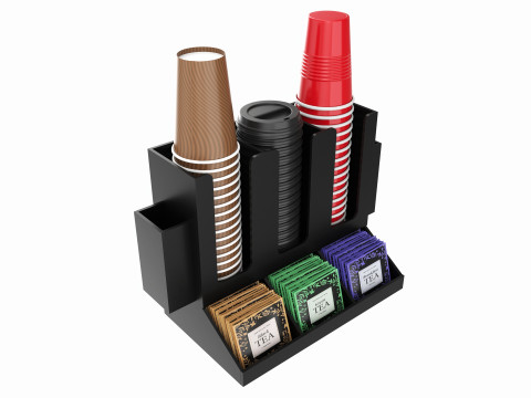 Coffee bar organizer cup sugar milk caddy 3D मॉडल