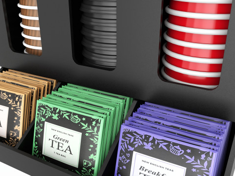 Coffee bar organizer cup sugar milk caddy 3D 模型