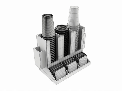 Coffee bar organizer cup sugar milk caddy 3D 模型