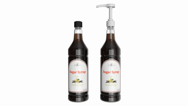 Coffee flavor syrup bottle with pump 3D Model .c4d .max .obj .3ds .fbx .stl .blend 