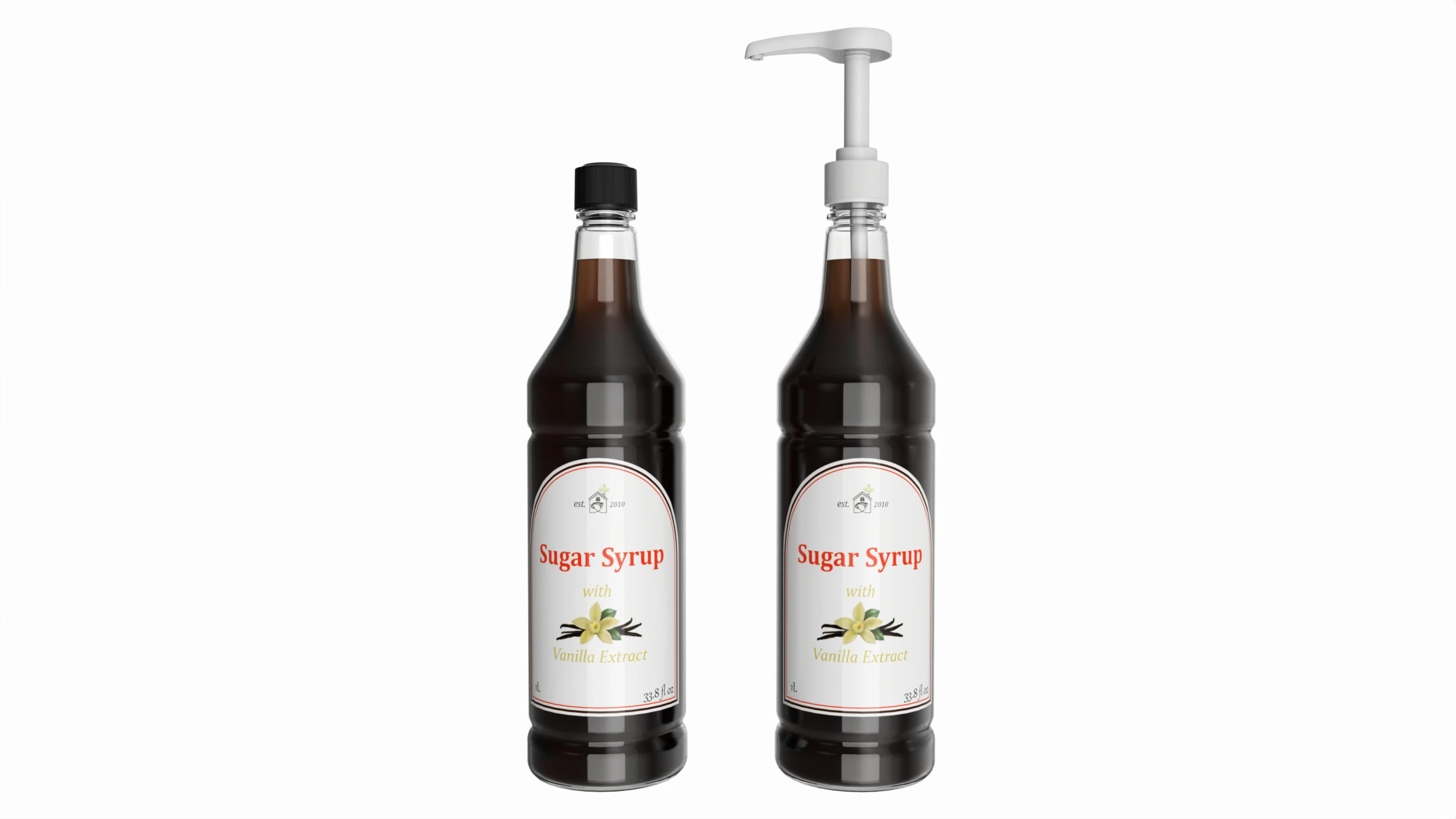 Coffee flavor syrup bottle with pump 3D Model .c4d .max .obj .3ds .fbx .stl .blend