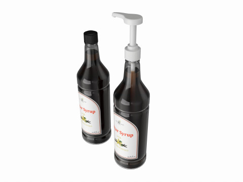 Coffee flavor syrup bottle with pump 3D Model