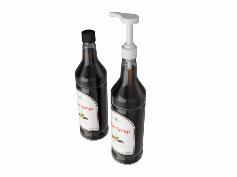 Coffee flavor syrup bottle with pump 3D Model