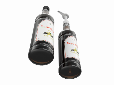 Coffee flavor syrup bottle with pump 3D Model