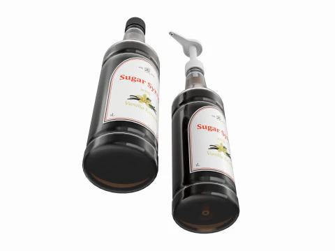 Coffee flavor syrup bottle with pump 3D Model