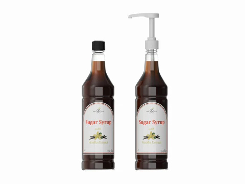 Coffee flavor syrup bottle with pump 3D Model