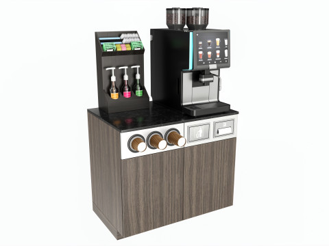 Coffee station bar cabinet furniture commercial industrial 02 3D Model