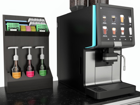 Coffee station bar cabinet furniture commercial industrial 02 3D मॉडल