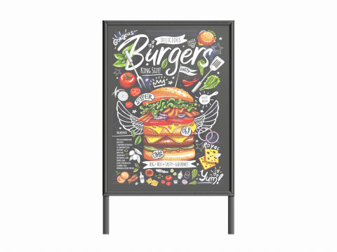 Dual Pavement Sign Poster 3D Модель