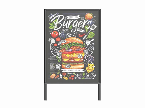 Dual Pavement Sign Poster 3D Model