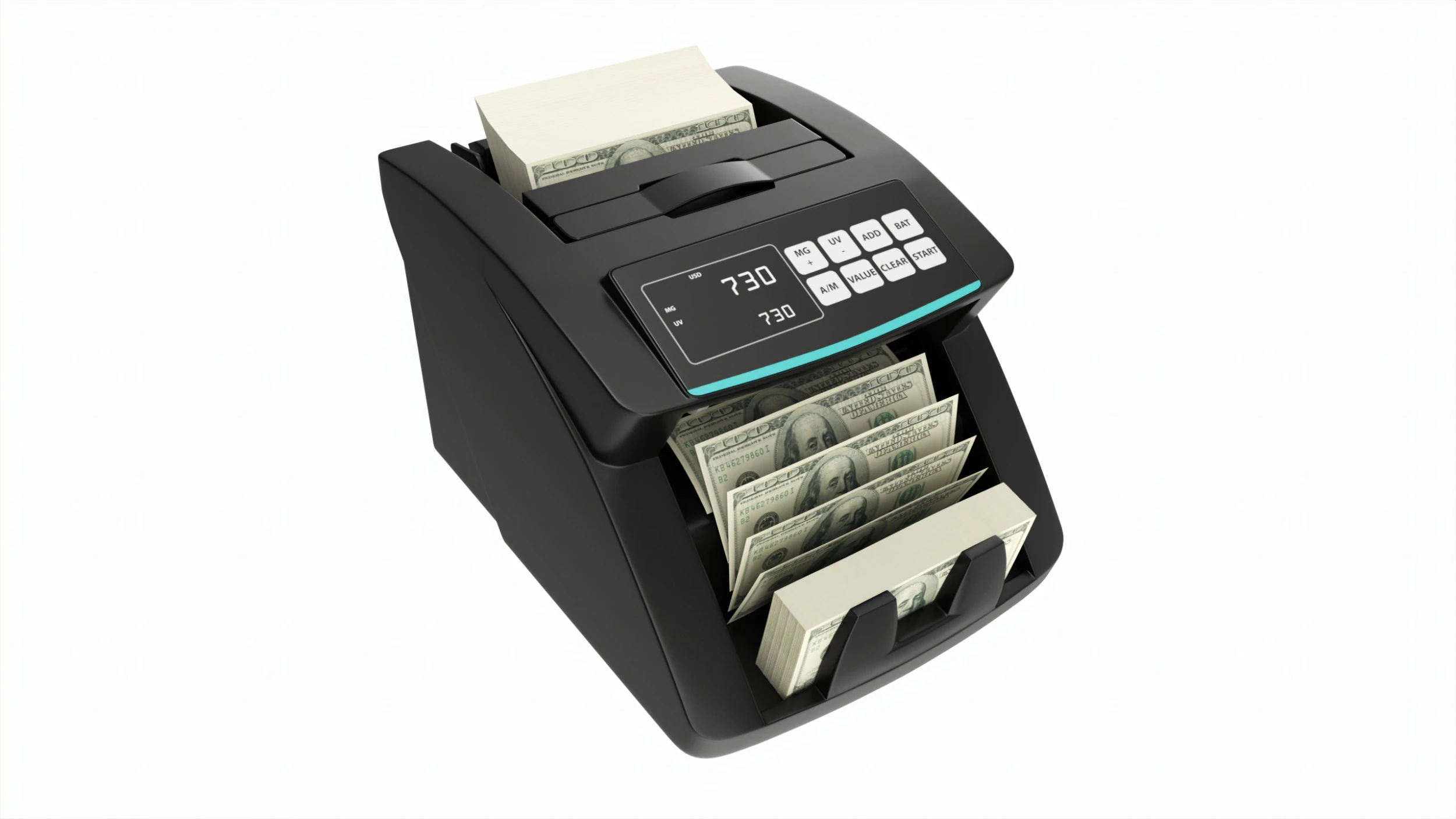 Electronic money counting machine 3D Model .c4d .max .obj .3ds .fbx .stl .blend