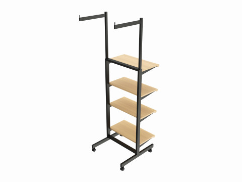 Four Shelf Rolling 2-Way Merchandise Rack 3D Model