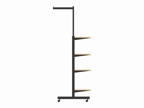 Four Shelf Rolling 2-Way Merchandise Rack 3D Model