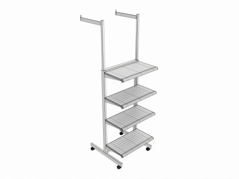 Four Shelf Rolling 2-Way Merchandise Rack 3D Model