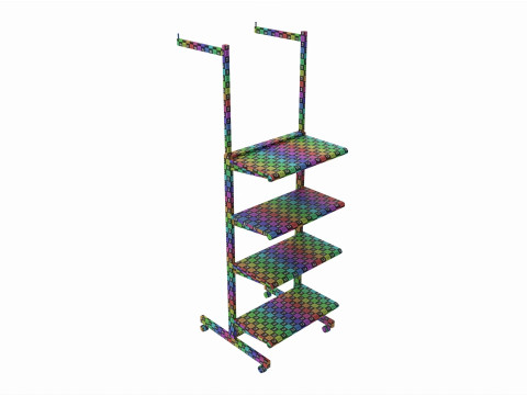 Four Shelf Rolling 2-Way Merchandise Rack 3D Model