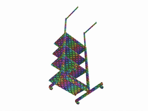 Four Shelf Rolling 2-Way Merchandise Rack 3D Model