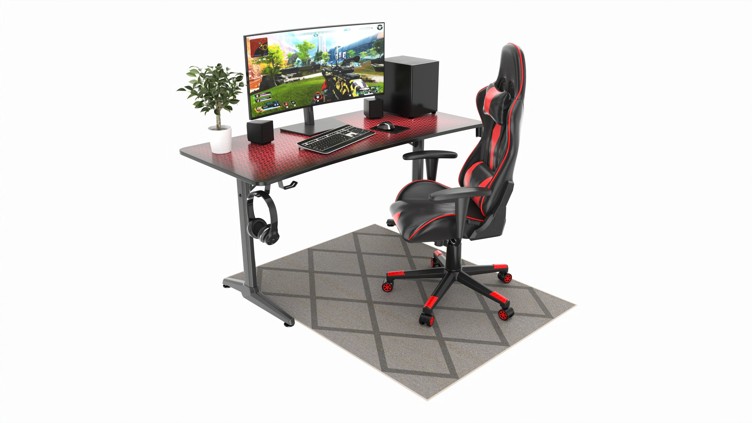 Gaming Computer Desk Composition 3D Model .c4d .max .obj .3ds .fbx .stl .blend 