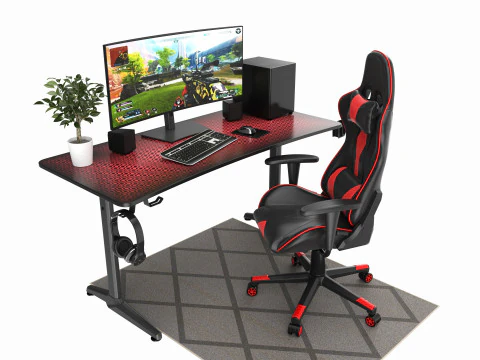 Gaming Computer Desk Composition 3D Model