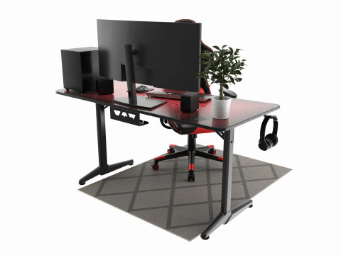 Gaming Computer Desk Composition 3D Model