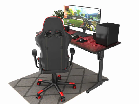 Gaming Computer Desk Composition 3D Model