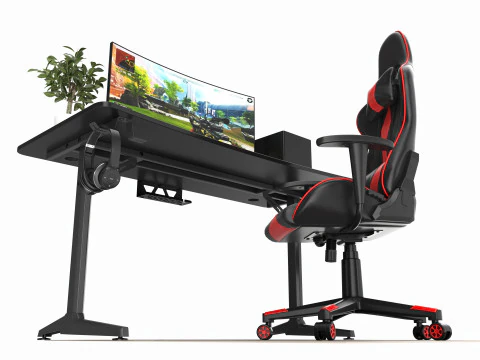 Gaming Computer Desk Composition 3D Model