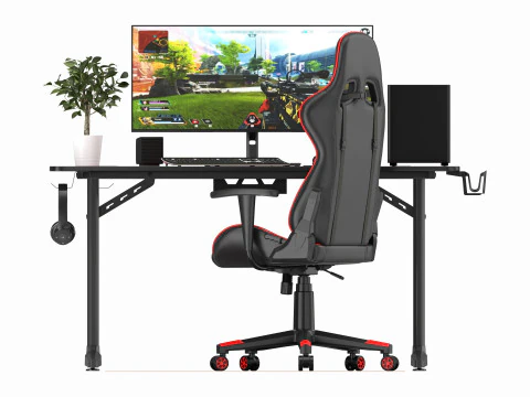 Gaming Computer Desk Composition 3D Model