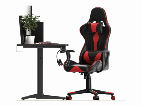 Gaming Computer Desk Composition 3D Model