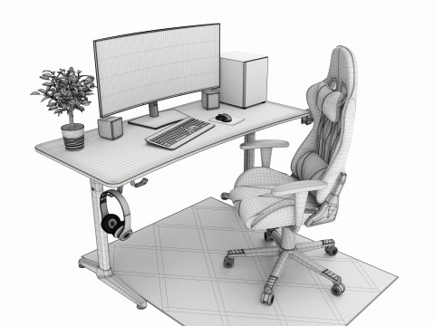 Gaming Computer Desk Composition Modelo 3D