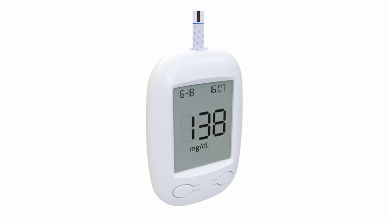 Glucometer with strip blood 3D Model .c4d .max .obj .3ds .fbx .stl .blend