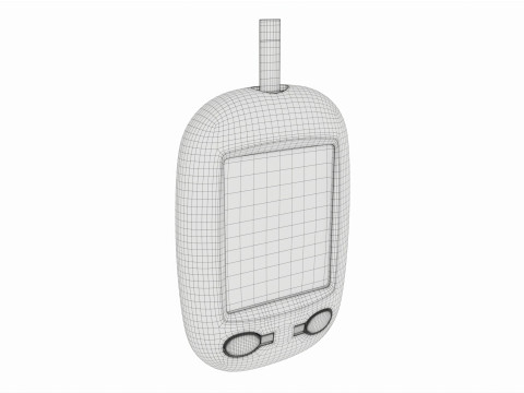 Glucometer with strip blood 3D Model