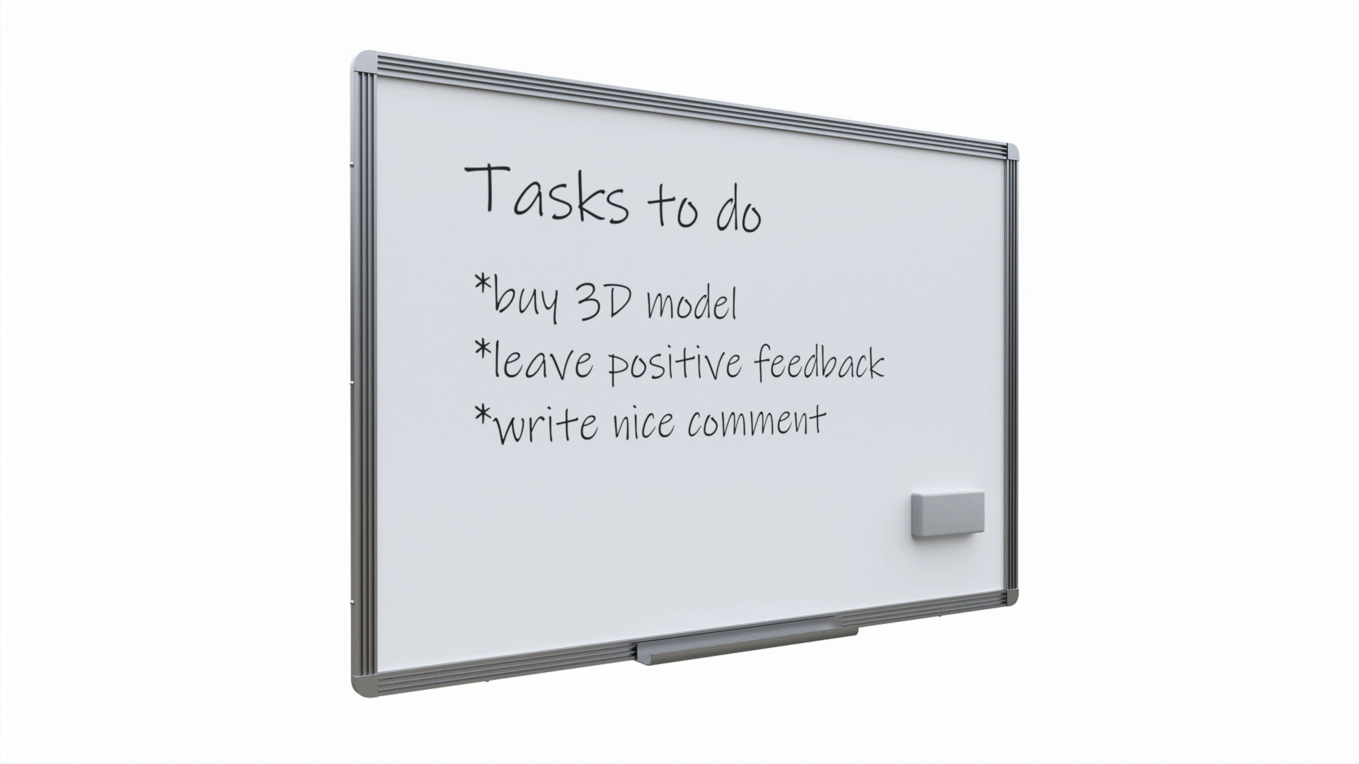 Magnetic dry erase white board 3D Model .c4d .max .obj .3ds .fbx .stl .blend 