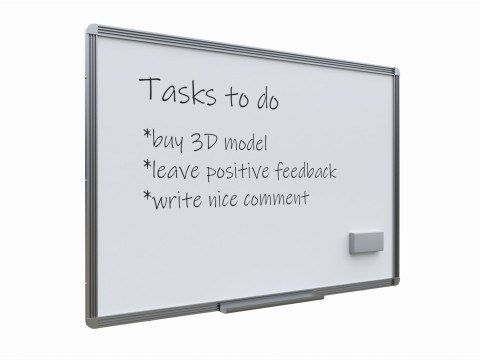Magnetic dry erase white board 3D Model