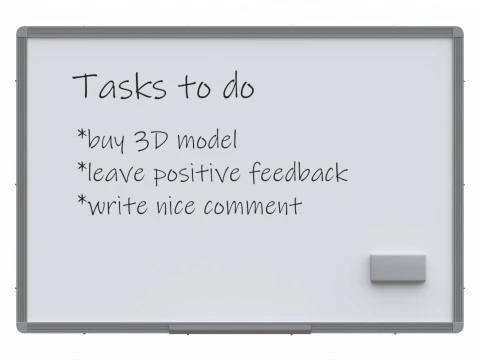 Magnetic dry erase white board 3D Model