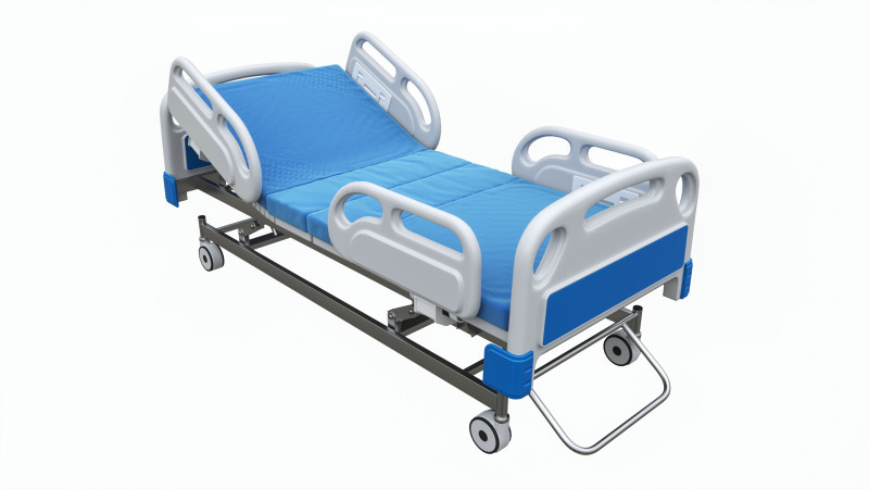 Medical Adjustable Five Functions Hospital Bed with Matress 3D Model .c4d .max .obj .3ds .fbx .stl .blend 