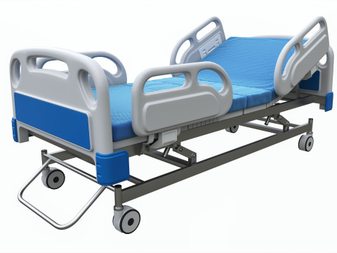 Medical Adjustable Five Functions Hospital Bed with Matress 3D Model